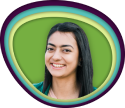 A woman smiling in a circle