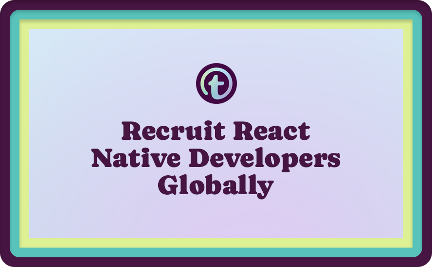 Purple Background with Purple Truss Logo and Purple Recruit React Native Developers Globally Text
